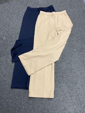 St. John Knit Wool Blend lot of 2 Pants pull on navy ivory off white size 10